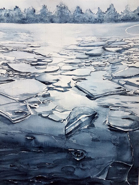 Is, akvarell av Monika Sahlström